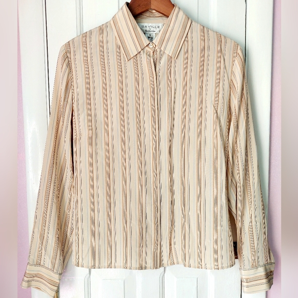 Saville for Nordstrom 100% Silk Striped Button-down Dress Shirt Sz 12 - Picture 2 of 10